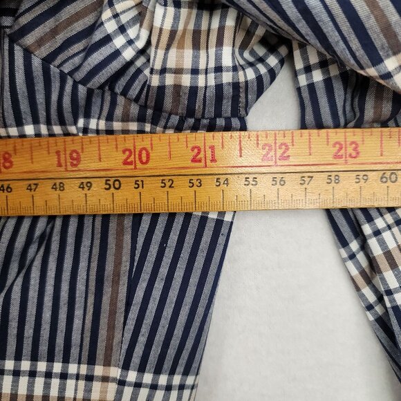 Pendleton Womens Navy Brown Plaid 2 Button Pockets Blazer Size 16 Academia - Picture 11 of 14